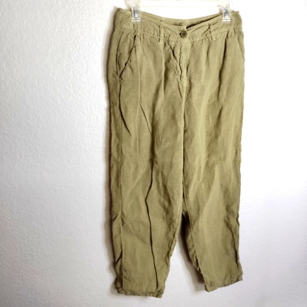 Poetry linen straight leg pants green sz 6